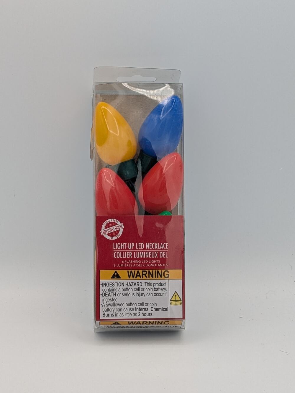CHRISTMAS HOUSE Light-Up LED Necklace 6 Flashing Lights NEW NIP